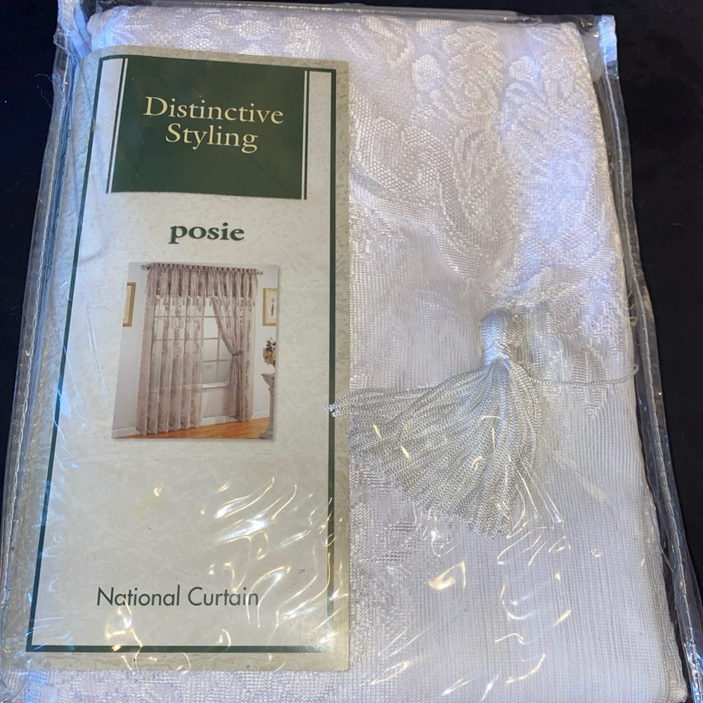 Classic Lace Posie‎ Design Curtains 56" W x 84" L Panel W/ Attached 16" Valance